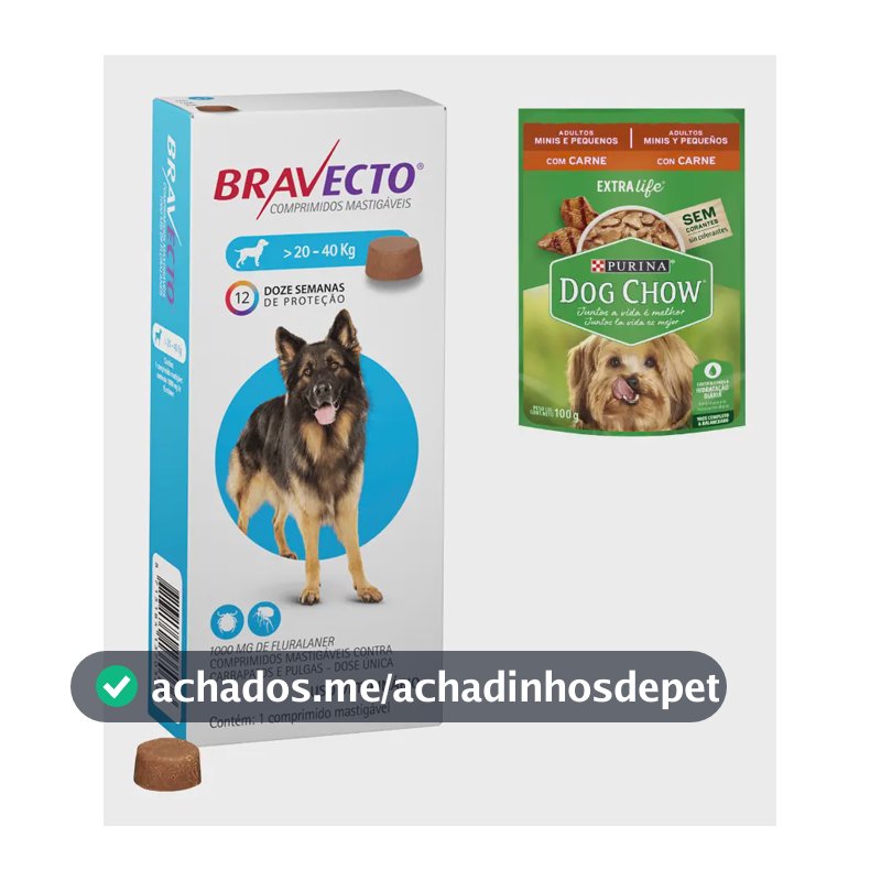 Antipulgas Carrapato Bravecto Cães 20a40kg + Brinde Sache