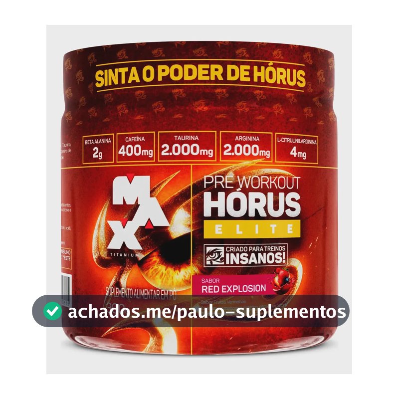 Hórus Elite 390g Pré Treino Max Titanium Pre Workout Frutas Vermelhas