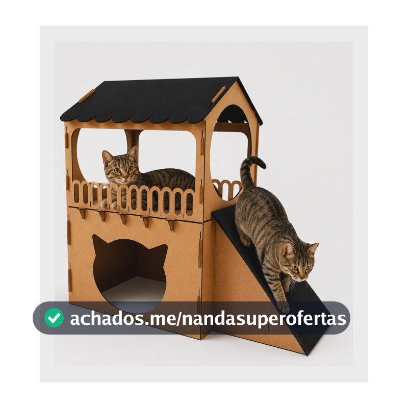 Casinha Toca Com Arranhador Casa Grande Gatos 2 Andares Mdf Cru