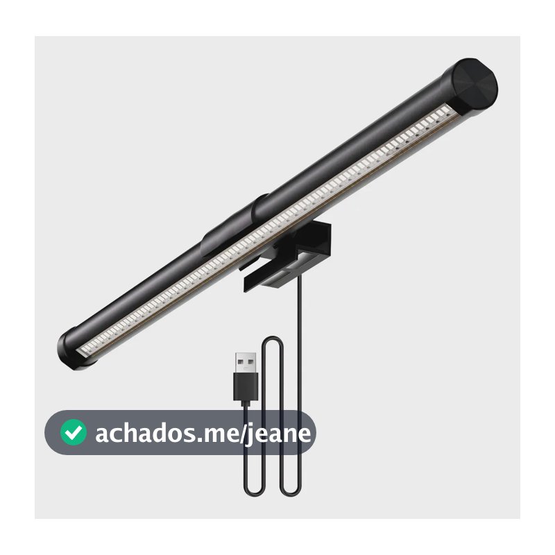 Luminária de Monitor USB LED RGB Preta Para Computador e Notebook