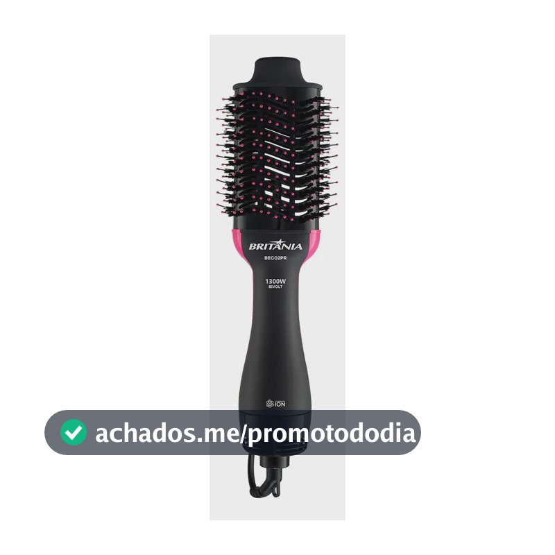 Britânia Escova Secadora Bec02pr 4 Em 1 1300w Cor Preto e Rosa