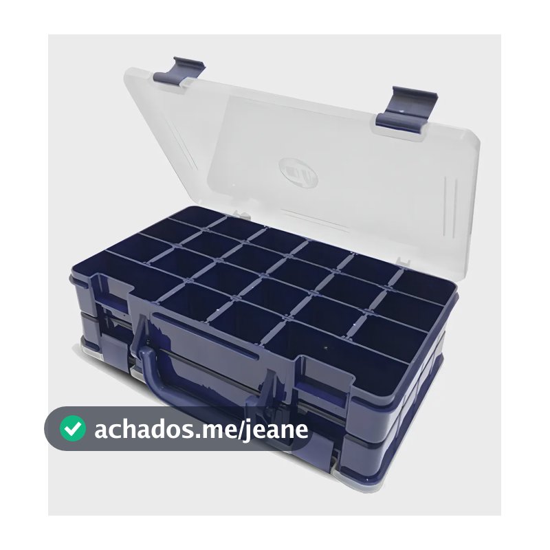 Maleta Caixa Pesca Hi Ed 44 Divisoria Isca Artificial Anzois Cor Azul