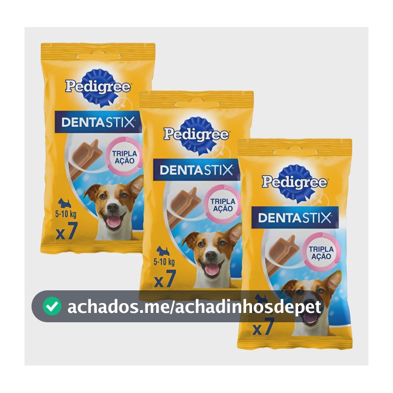 Kit 3 Petisco Pedigree Dentastix Raças Pequena 110g Com 7un
