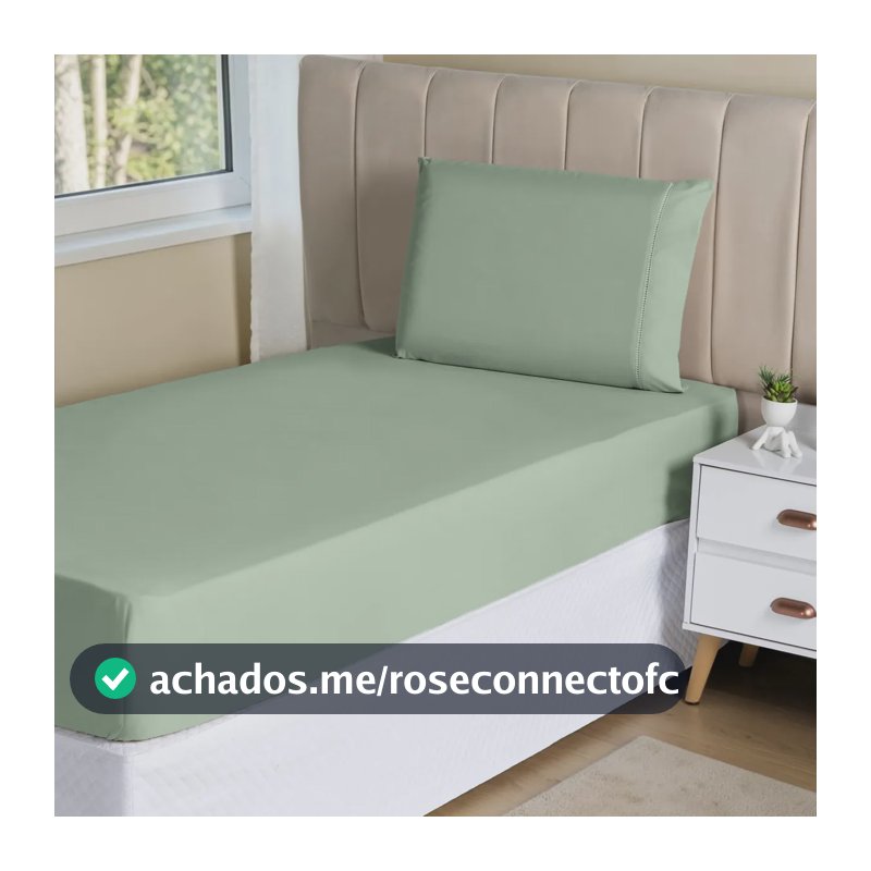 Jogo Lençol 2 Peças Solteiro Hipercal 400 Fios Leve Luxo Cor Verde Desenho do tecido Liso