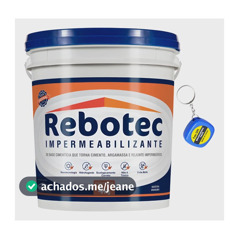 4 Kg Rebotec Impermeabilizante + Brinde Pronta Entrega Zs Sp Cinza