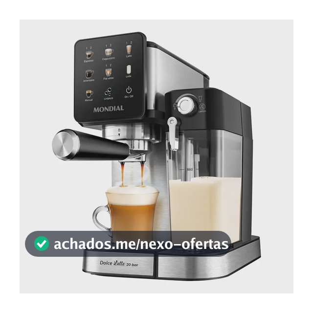 Cafeteira Espresso Automática Mondial Dolce Latte, 20Bar, 127V, Preto/Inox - CCL-01