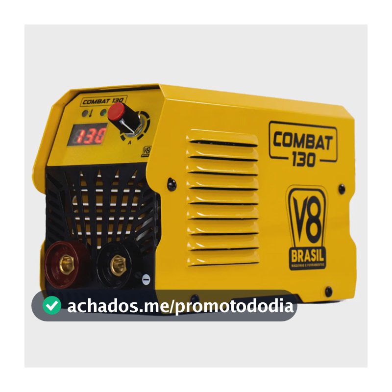 Máquina De Solda Inversora Mma Eletrodo Combat 130 130a - V8 Brasil Amarelo