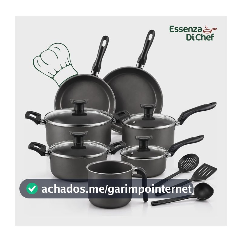 Conjunto Panelas Antiaderente 10 Peças Teflon Várias Cores Preto