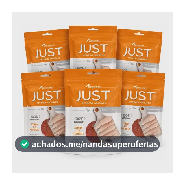 Petisco Natural Just Steak De Frango 75g Kit 6 Unidades