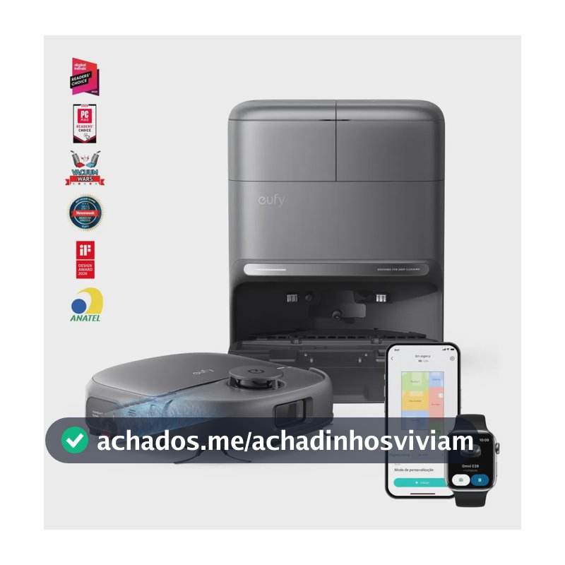 Robô Aspirador e Passa Pano Anker eufy C28 Rolo HydroJet Autolimpante Escova Dupla Espiral Antiembaraço LiDAR IA Evita Obstáculos Mapeia Multiandares Lava Seca a Quente Sucção 15000Pa Ideal Pets 127 V