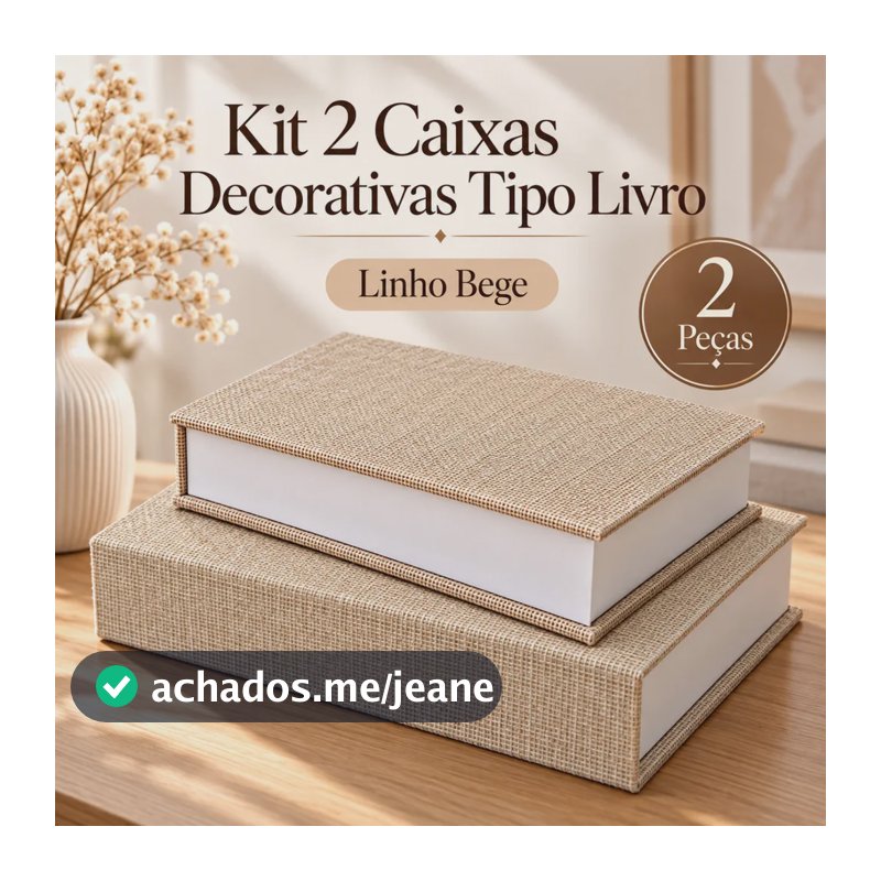 Kit 2 Livro Caixa Decorativo Linho Livros Fake Porta Objeto