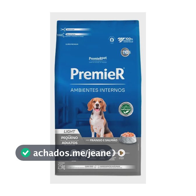 Ração Premier Amb. Internos Light Cães Adultos Salmão/frango 2,5Kg