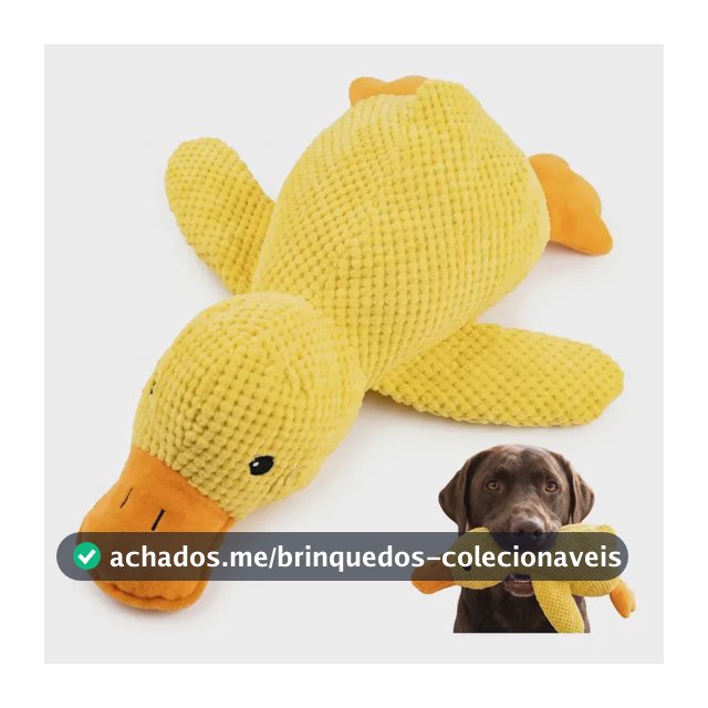 Brinquedo Mordedor Pet Pato Pelucia Grande Com Som 32cm Cão Amarelo Pato