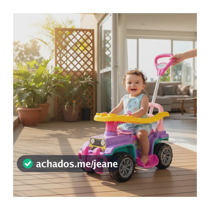carrinho de passeio Andador Jip Jip Rosa c/ Haste e protecao