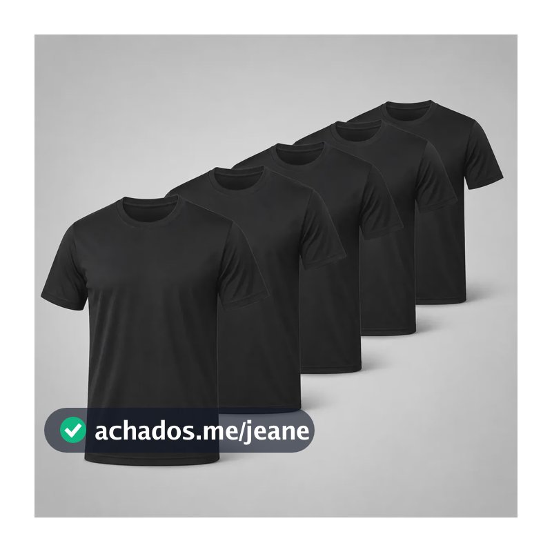 Kit 5 Camisetas Masculina Camisa Básica Malha Fria Oferta Kit 5 Pretos Básica - Lisa Gg Liso