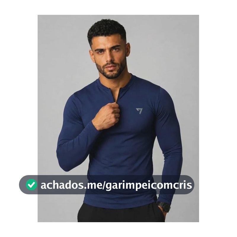 Camisa Térmica Masculina Segunda Pele Manga Longa Com Zíper Azul-marinho G
