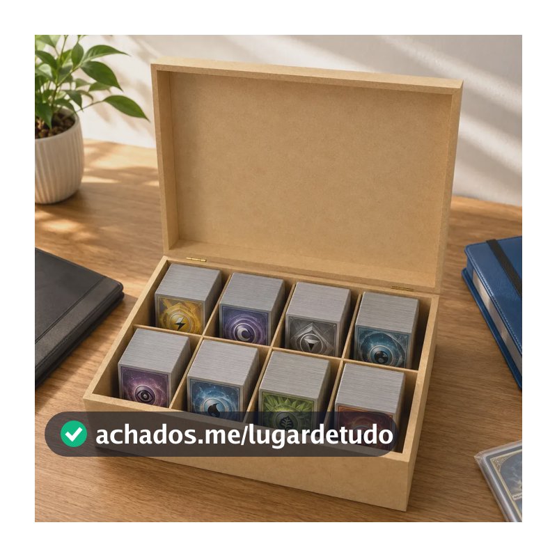 Caixa Organizadora De Cartas Tcg Pokemon Magic 8 Divisórias Marrom-claro