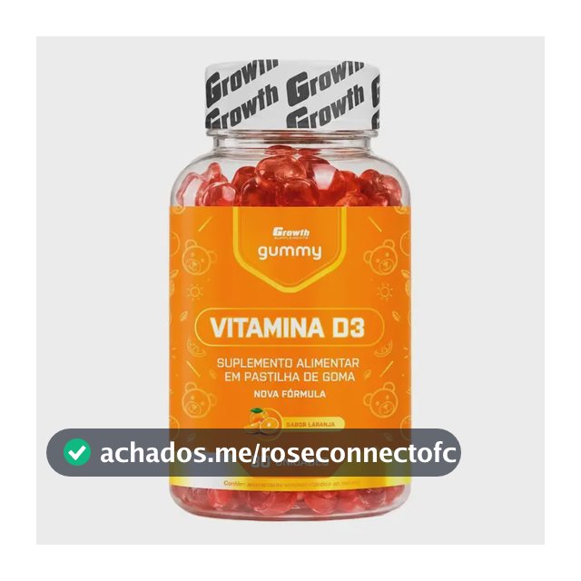 Vitamina D3 Gummy 30 Un Growth Supplements - Sabor Laranja Laranja