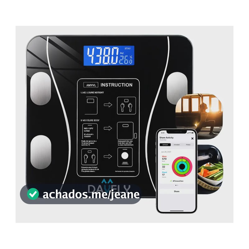 Balança Digital Bioimpedância Bluetooth Corporal Aparelho Preto