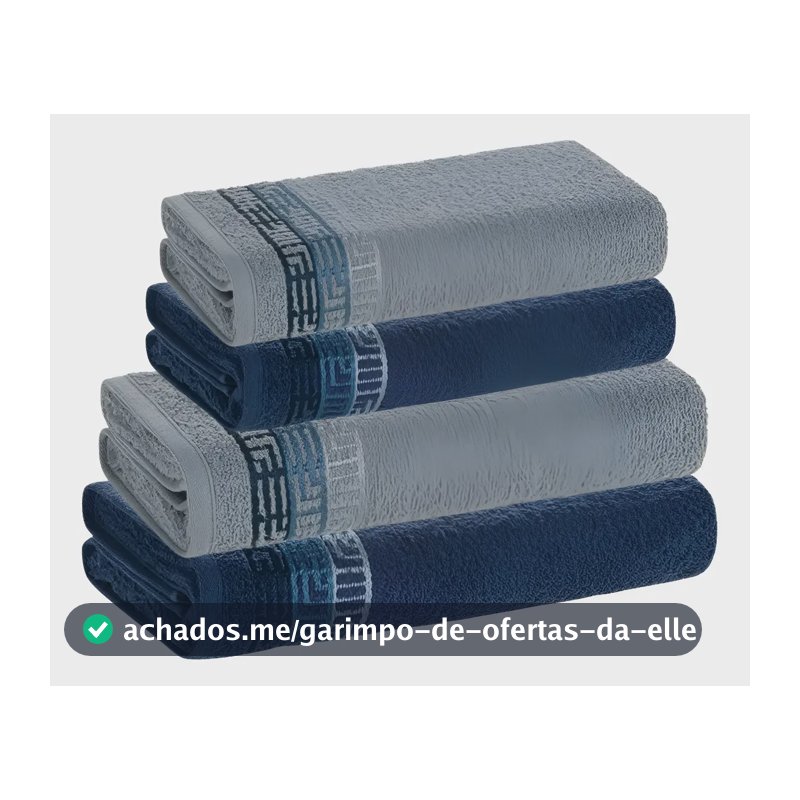 Jogo De Toalhas 4 Pçs Fio Cardado 100% Algodão Bosco Karsten Azul Serena/ Azul Naval Bosco