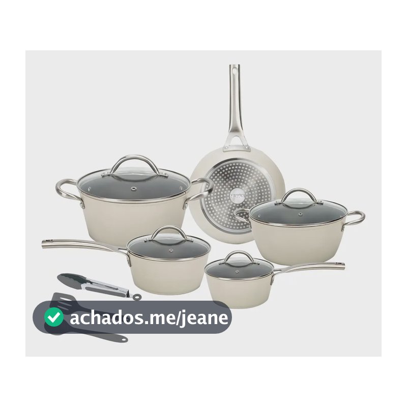 Jogo De Panelas Cerâmico Antiaderente De 8 Peças Neuhaus Off White