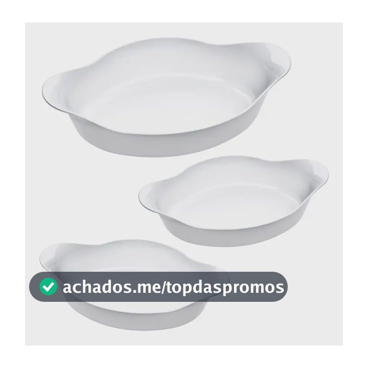 Marinex Conjunto de Assadeiras Oval Opaline 3 Peças Branco