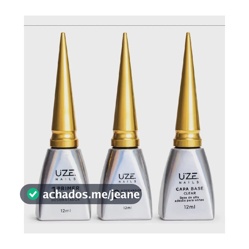 Kit Uze Nails Desidrat +primer +capa Base Clear Preparadores Branco