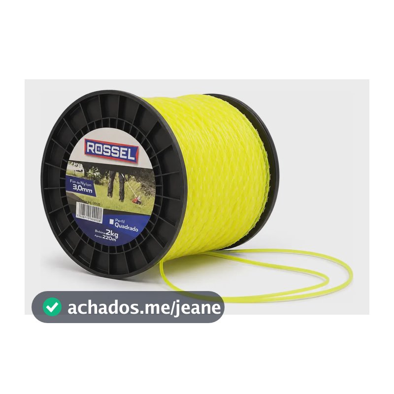 Bobina Fio Nylon Roçadeira 3mm Quadrado 220m Resistente 2kg