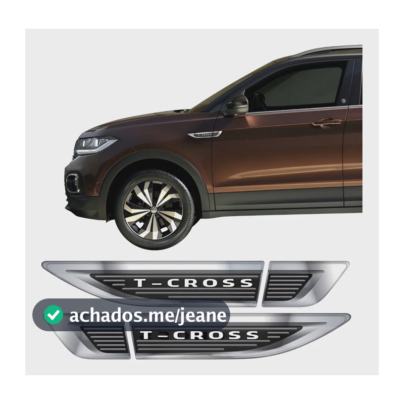 Par De Adesivos Emblema Aplique Lateral Vw T-cross Resinado