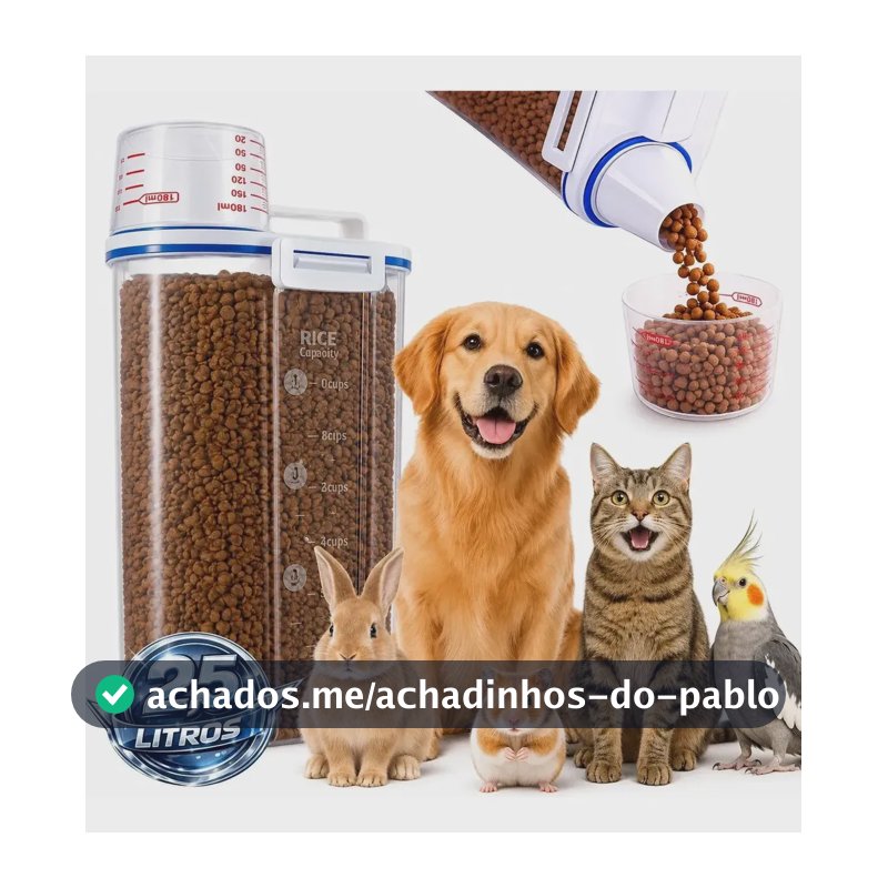 Porta Ração Pote Com Tampa Pet Gato Cachorro Dispenser Porta Racao Pote Container Porta Ração Dispenser Cor Transparente Capacidade 2,5 Litros Drop Shopy