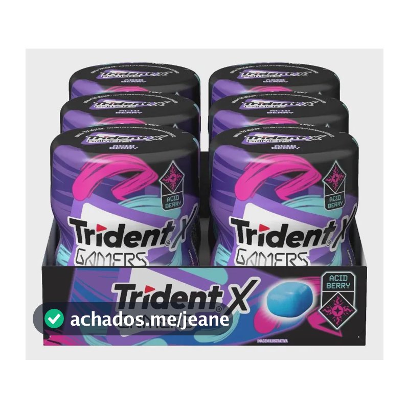 Kit 6 Unidades Chiclete Xgamers Framboesa E Limão Trident
