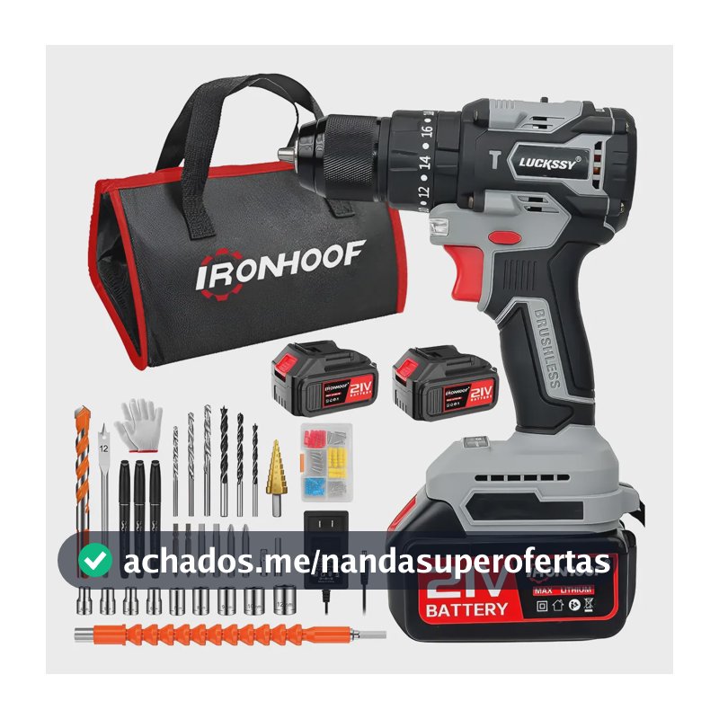 Furadeira E Parafusadeira De Impacto Brushless 2 Baterias Cinza-escuro 110/127/220v 60hz