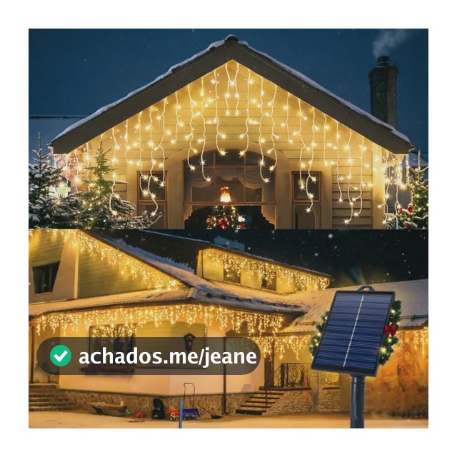 Natal Cortina De Gelo Solar Externa 9 Metros 200 Leds Branco Quente 127/220v