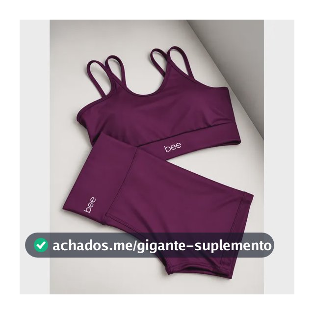 Conjunto Fitness Bee Top Cropped E Short Premium Feminino Roxo Liso M