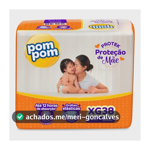Fralda Descartável Pom Pom Proteção de Mãe XG com 38 Unidades