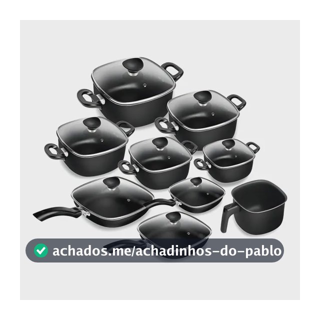 Conjunto de Panelas Patolux Quadrado 9 Peças Alumínio Antiaderente
