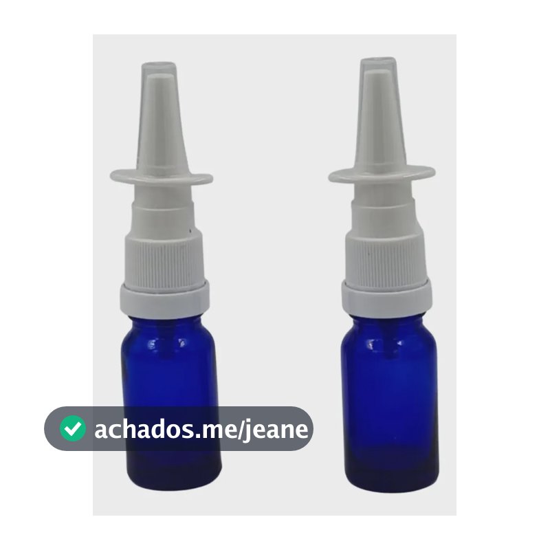 Kit 5 Frascos Azul 10ml Vidro Spray Nasal Branca Remédio