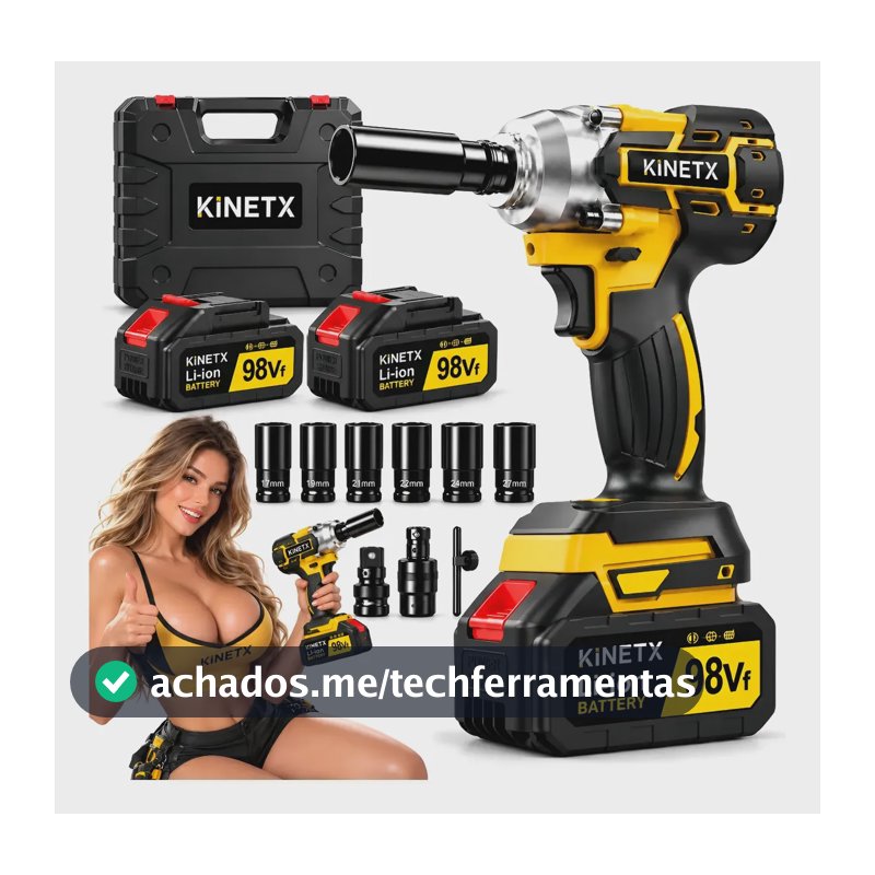 Chave De Impacto Parafusadeira Bateria 98vf 880nm Brushless Amarelo 127/220v
