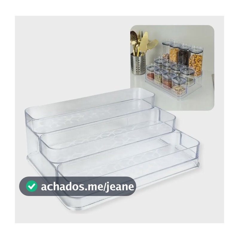 Organizador Porta Tempero Acrílico Multiuso Versátil Cozinha Transparente