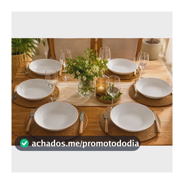 Prato Fundo Tramontina Porcelana Nobre 6 Peças - Exclusivo Branco Liso