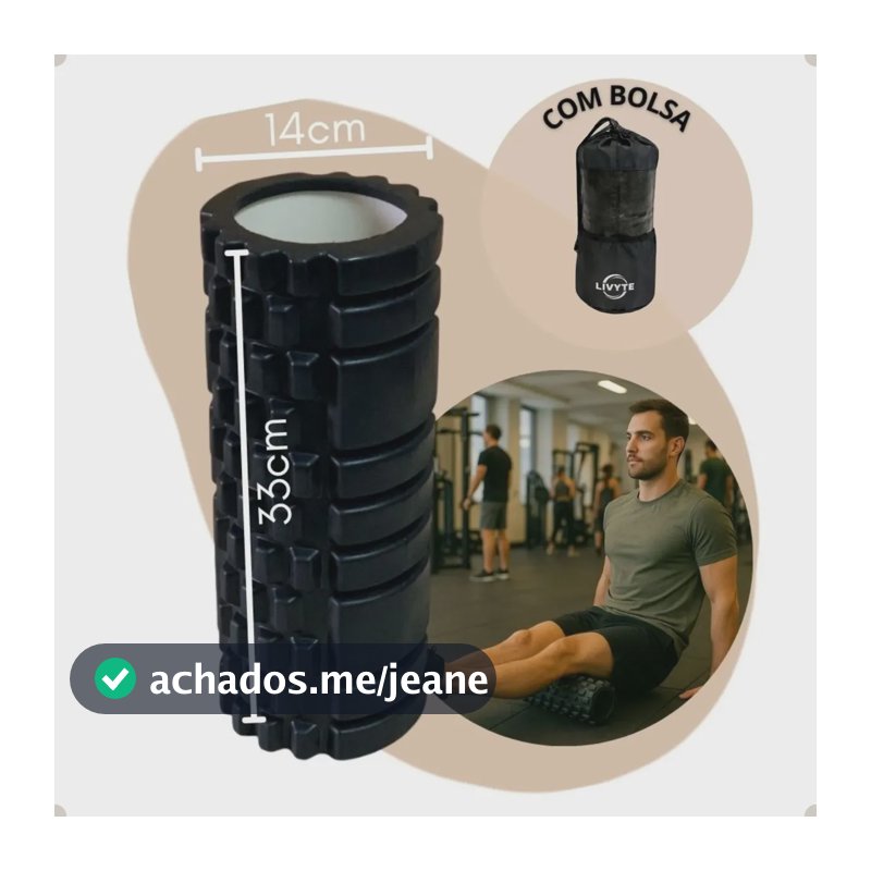 Rolo de Liberação Miofascial Livyte Massagem Foam Roller Soltura Yoga Fisioterapia Pilates Exercícios 33cm