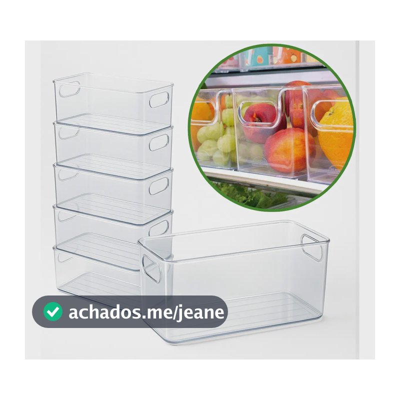 Kit 6 Organizadores De Geladeira Armário Cozinha Acrílico Caixa Organizadora
