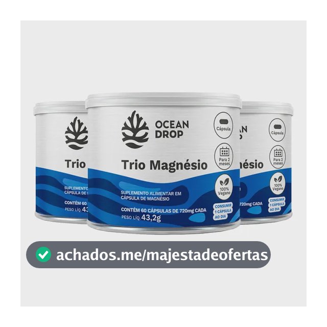 Kit 3x Trio Magnésio Ocean Drop Magnésio Bisglicinato Malato 60 Cápsulas 175mg