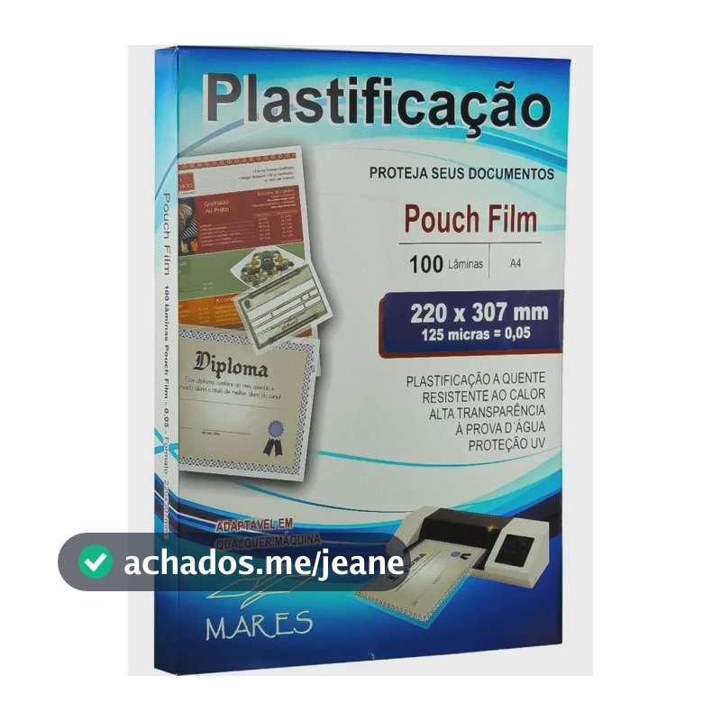 Plastico para Plastificação A4 Mares 220x307 - 100 folhas - 125 Micras