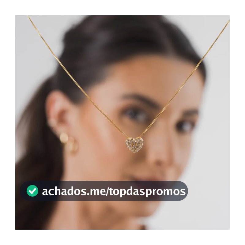 Colar Coração Cravejado Com Zircônias Delicado Dourado