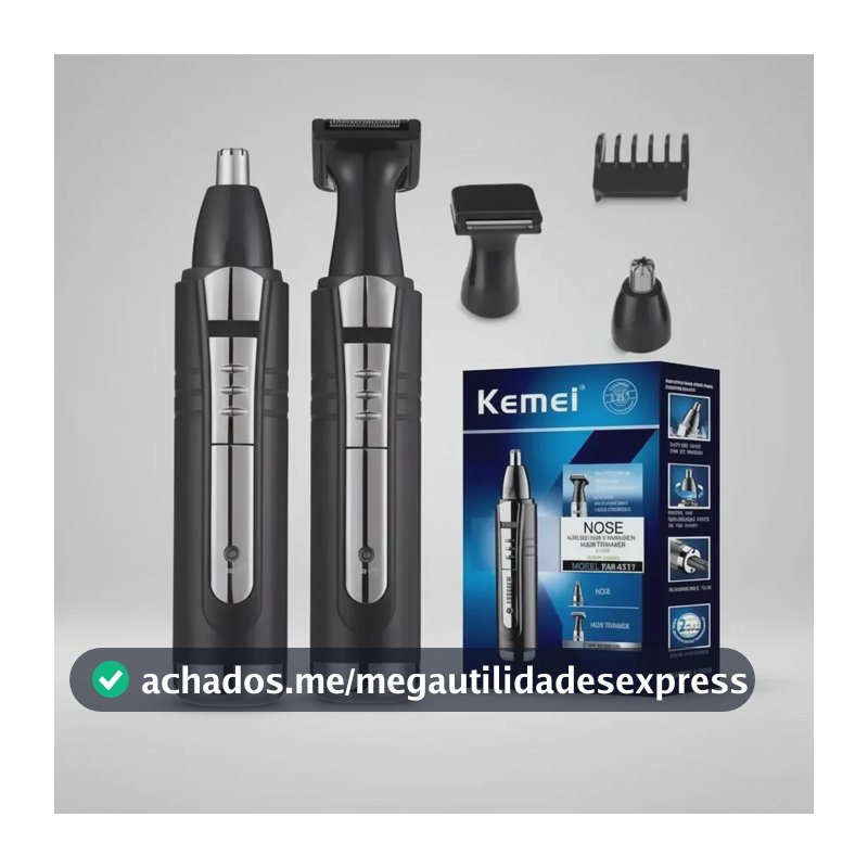 Aparador de Pelos Kemei KM-6511 Nariz Orelhas Sem Fio Preto