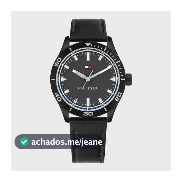 Relógio Masculino de Couro de Quartzo Preto Tommy Hilfiger