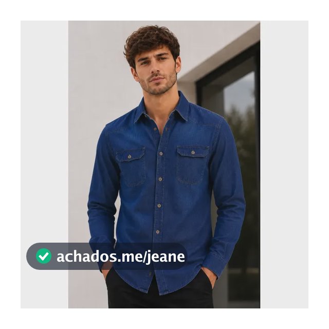 Camisa Jeans Slim Manga Longa Masculina