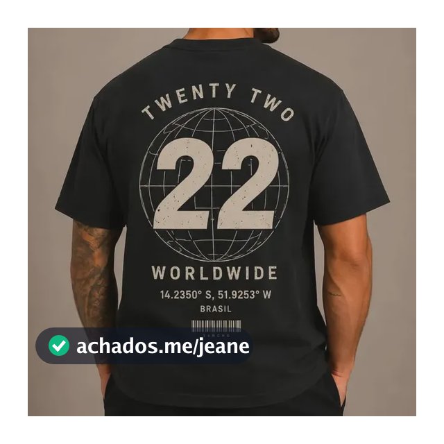 Camiseta Masculina 22 Worldwide Brasil Estampa Costas Sancho