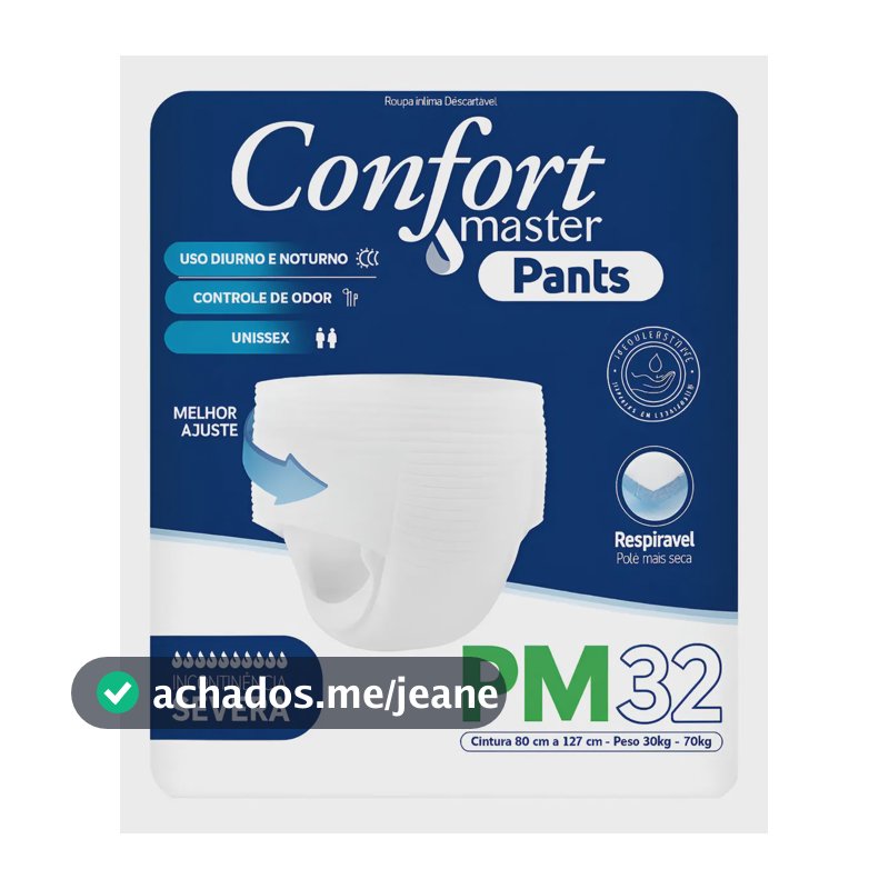 Fralda Geriátrica Adulto Confort Master Pants | Tamanho P/M | 32 Unidades